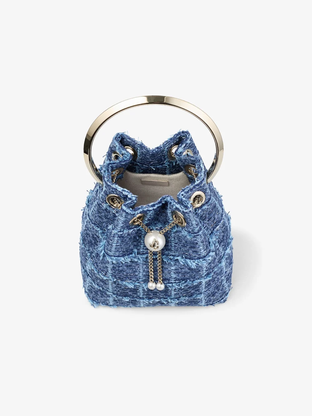 Jimmy Choo Bon Bon Crosshatch Denim Fabric Bucket Bag, another view