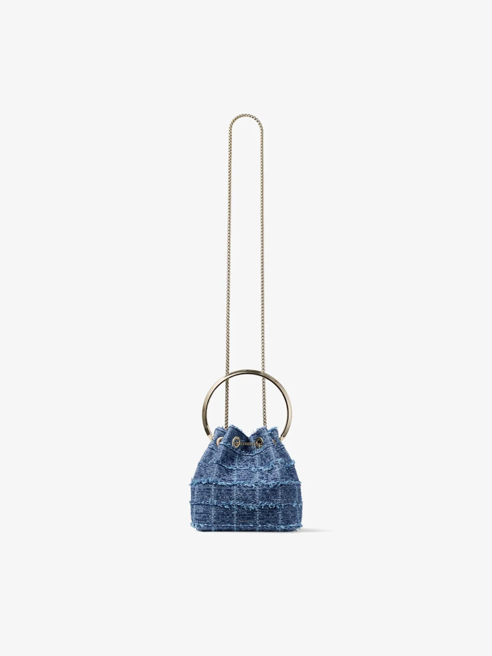 Jimmy Choo Bon Bon Crosshatch Denim Fabric Bucket Bag, another view