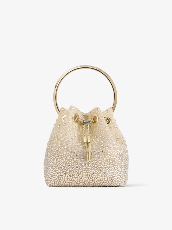 Jimmy Choo Bon Bon Honey Metallic Mesh Handbag with Degrade Crystals