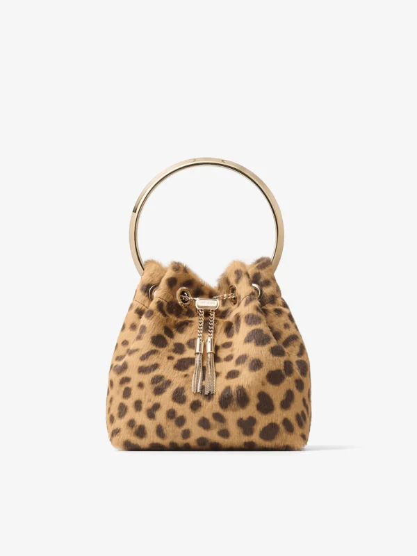 Jimmy Choo Bon Bon Natural Leopard Print Pony Bag
