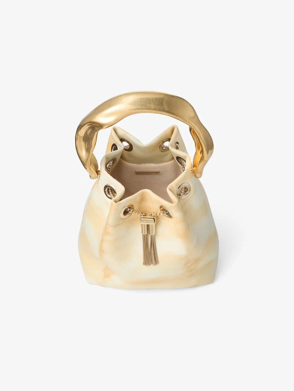 Jimmy Choo Bon Bon Natural Mix Tie Dye Leather Bucket Bag with Sculpted Handle, another view