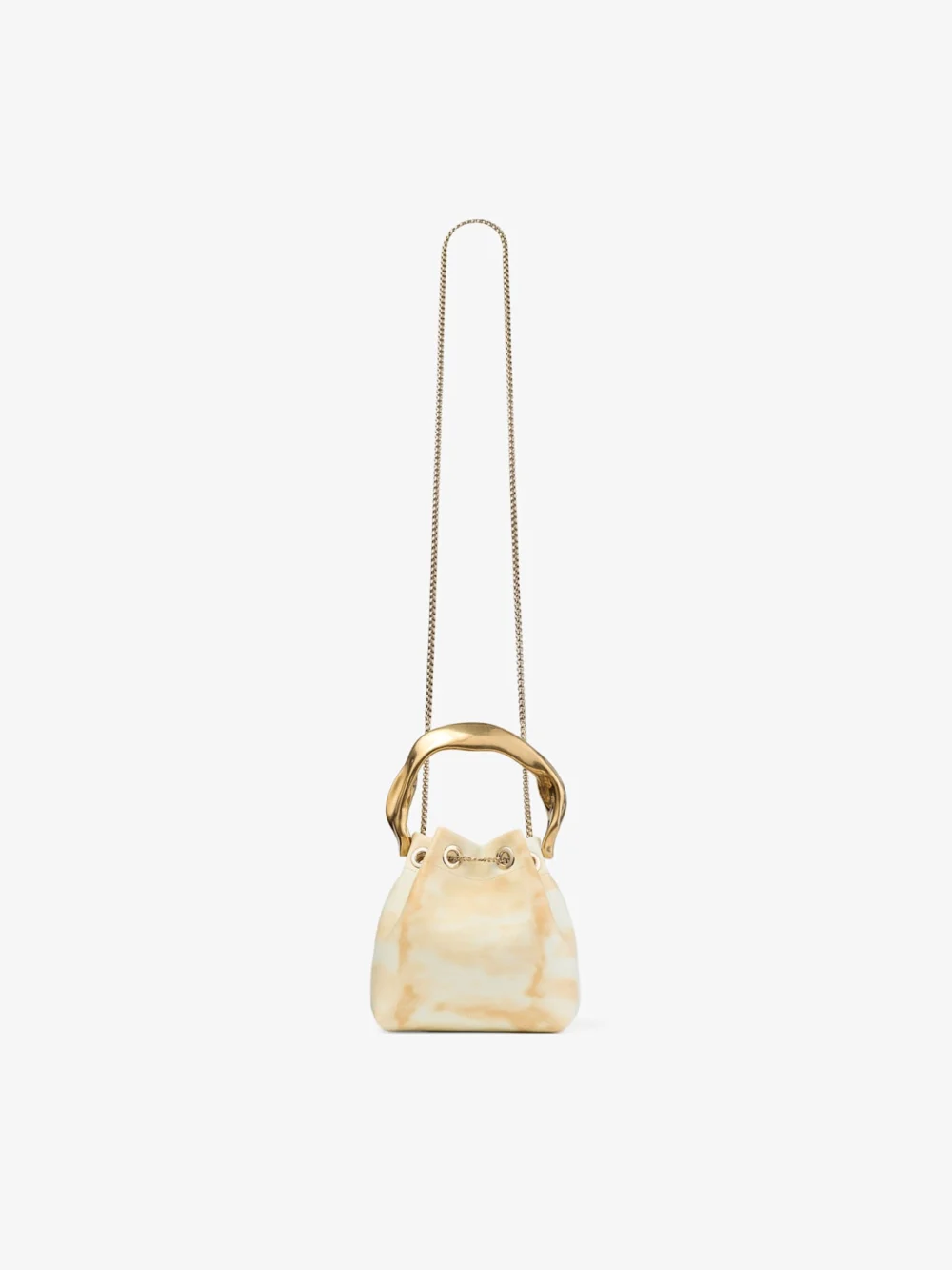 Jimmy Choo Bon Bon Natural Mix Tie Dye Leather Bucket Bag with Sculpted Handle, another view