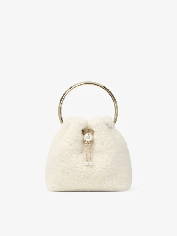 Jimmy Choo Bon Bon Natural Shearling Bucket Bag