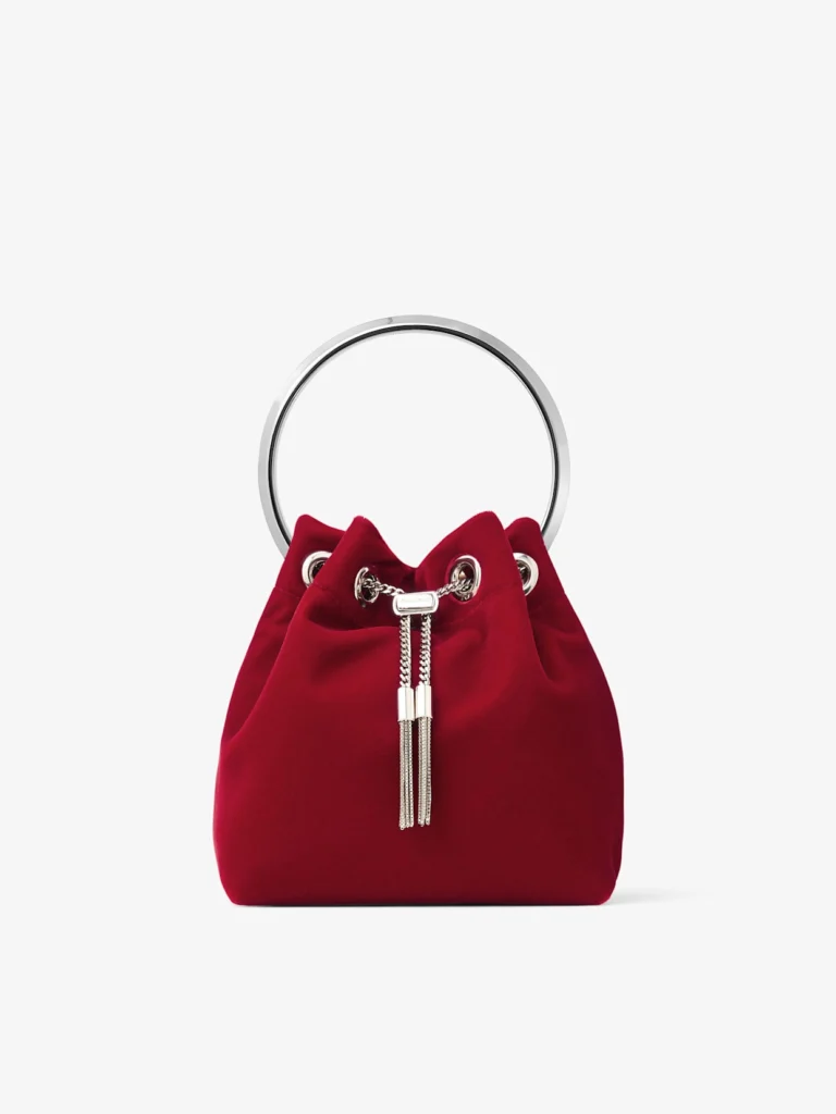 Jimmy Choo Bon Bon Ruby Red Velvet Bag