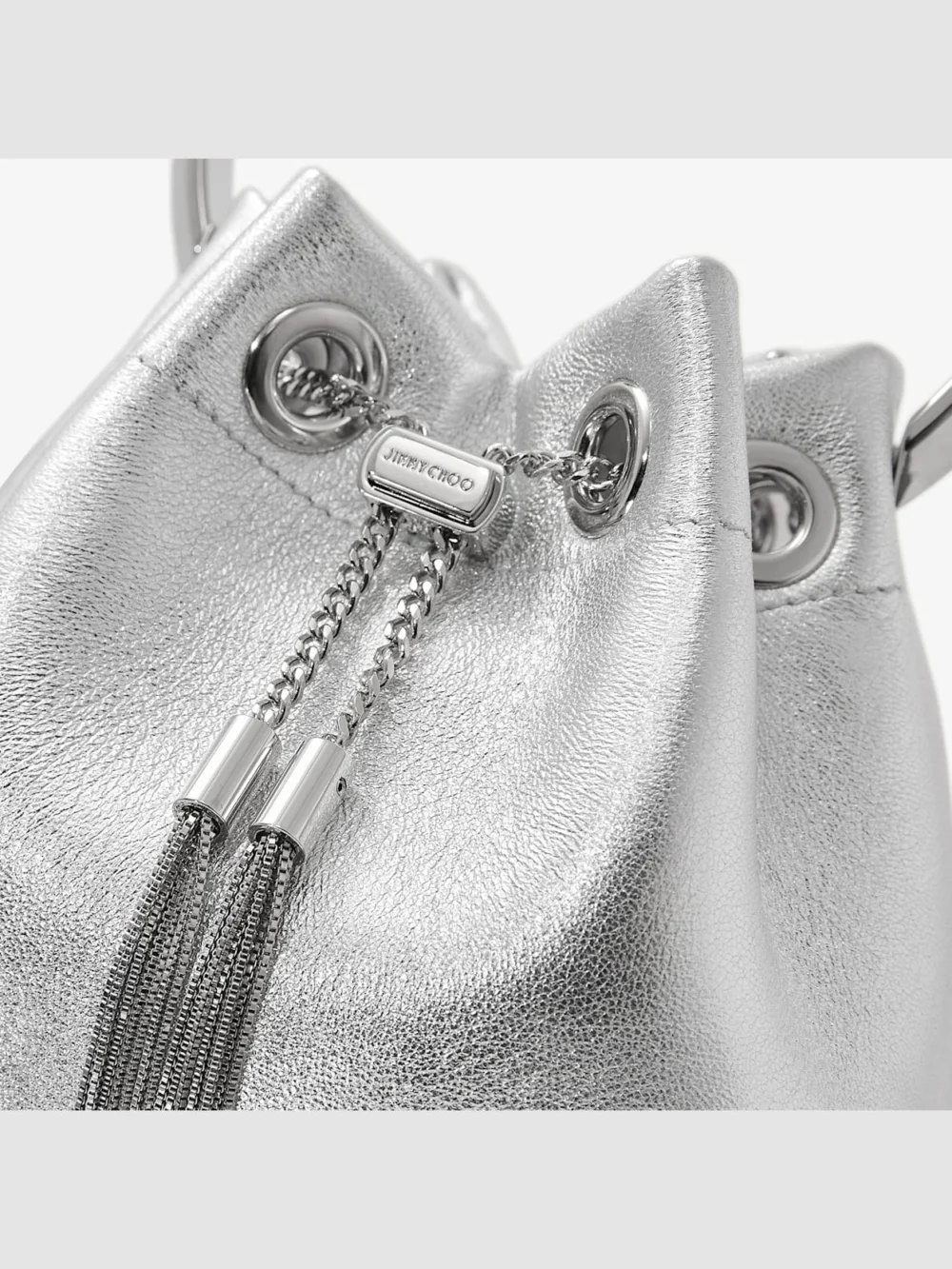 Jimmy Choo Bon Bon Silver Metallic Nappa Bag with Metal Handle, another view