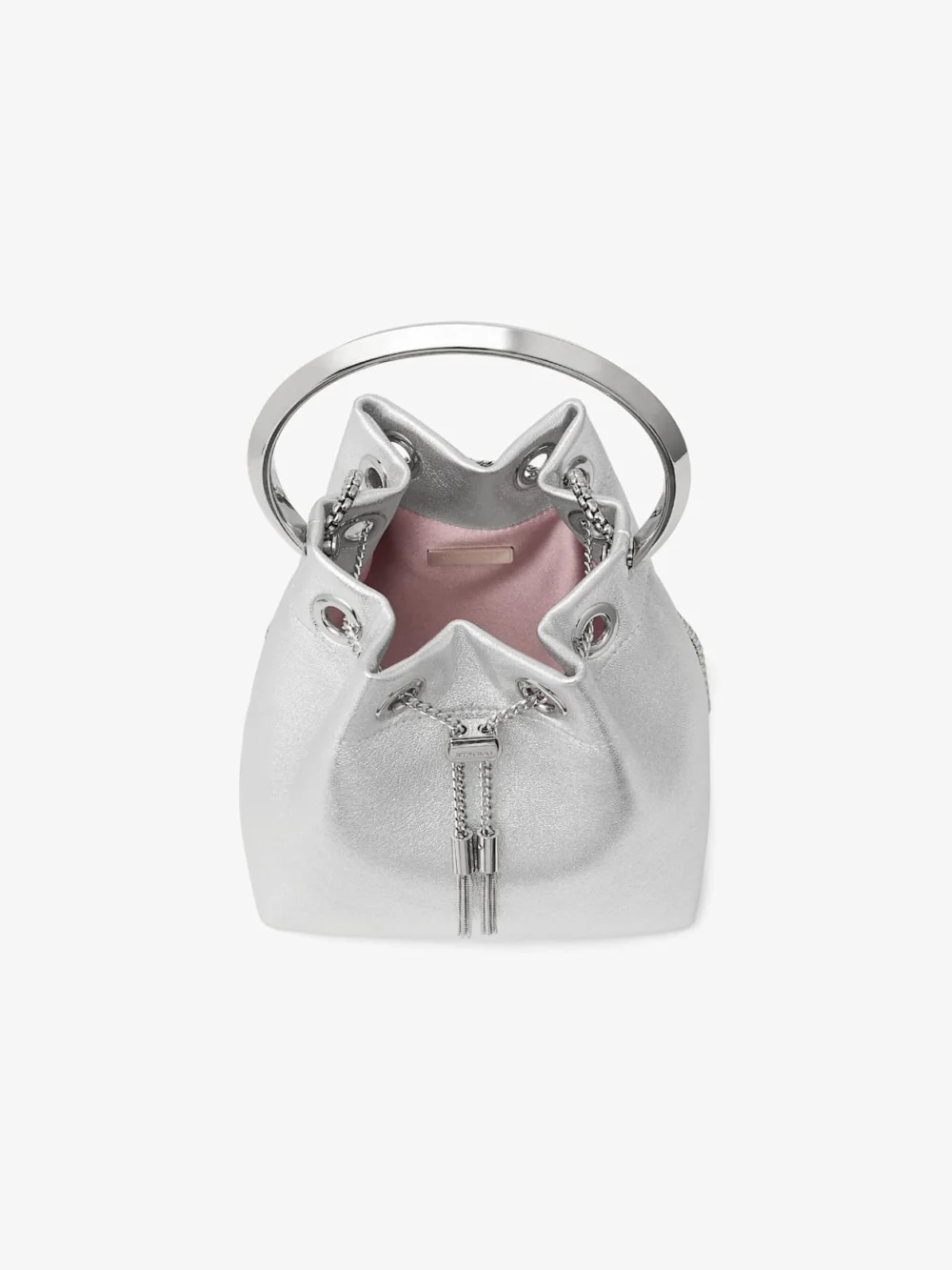 Jimmy Choo Bon Bon Silver Metallic Nappa Bag with Metal Handle, another view