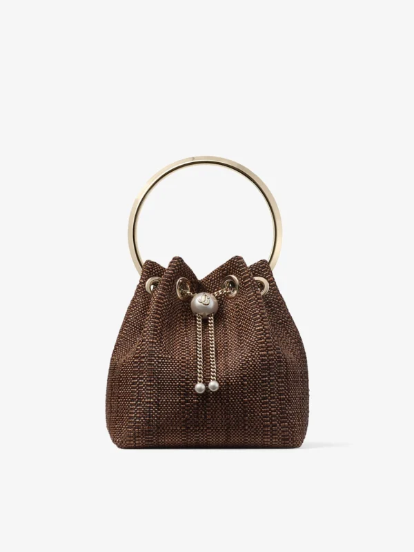 Jimmy Choo Bon Bon Tan Raffia Bucket Bag