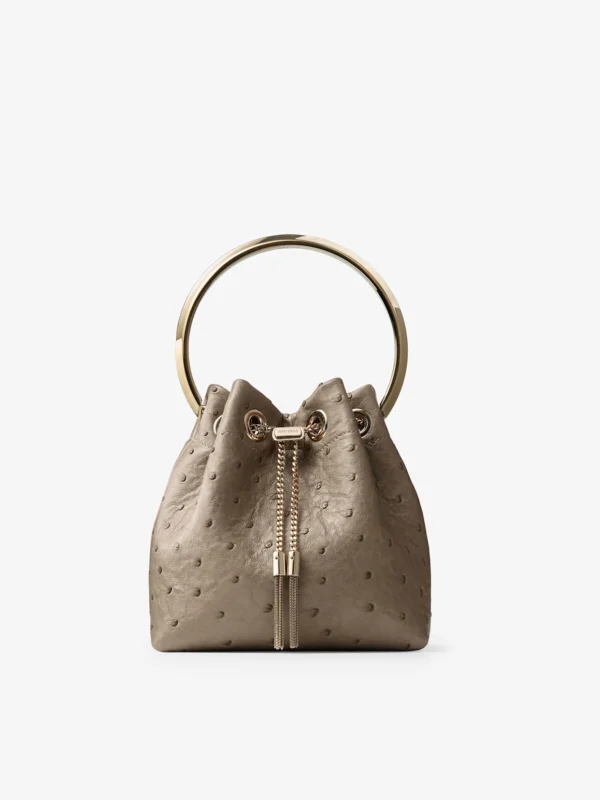 Jimmy Choo Bon Bon Taupe Ostrich Leather Bag