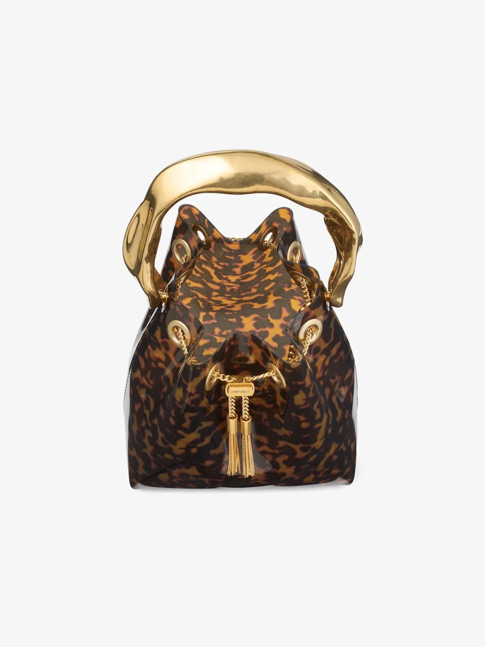 Jimmy Choo Bon Bon Transparent Tortoiseshell Bucket Bag with Sculpted Handle, another view