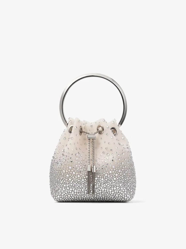 Jimmy Choo Bon Bon White Crystal Mesh Handbag
