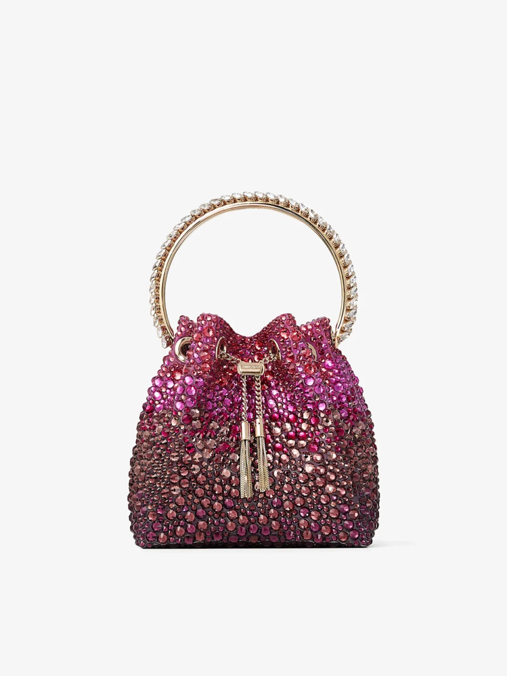 Jimmy Choo Bon Bon Winter Bloom and Violet Orchid Satin Bag with Crystals in winter bloom