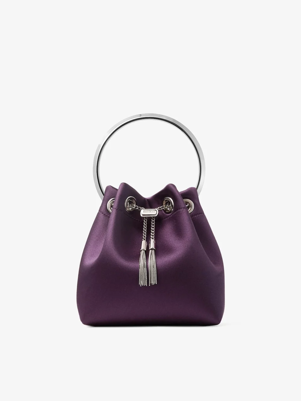 Jimmy Choo Bon Bon Winter Bloom Satin Handbag with Metal Bracelet in winter bloom