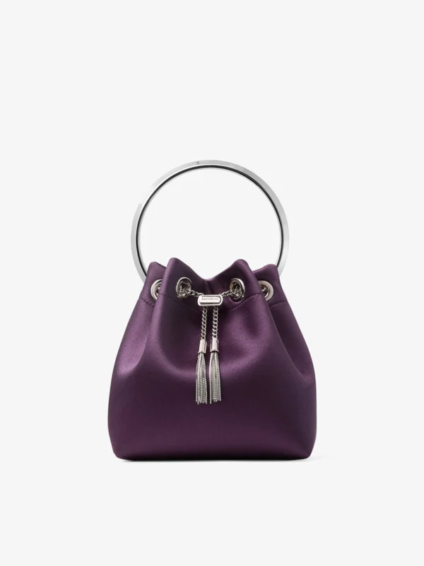 Jimmy Choo Bon Bon Winter Bloom Satin Handbag with Metal Bracelet