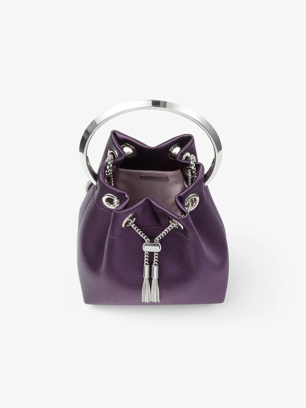 Jimmy Choo Bon Bon Winter Bloom Satin Handbag with Metal Bracelet, another view