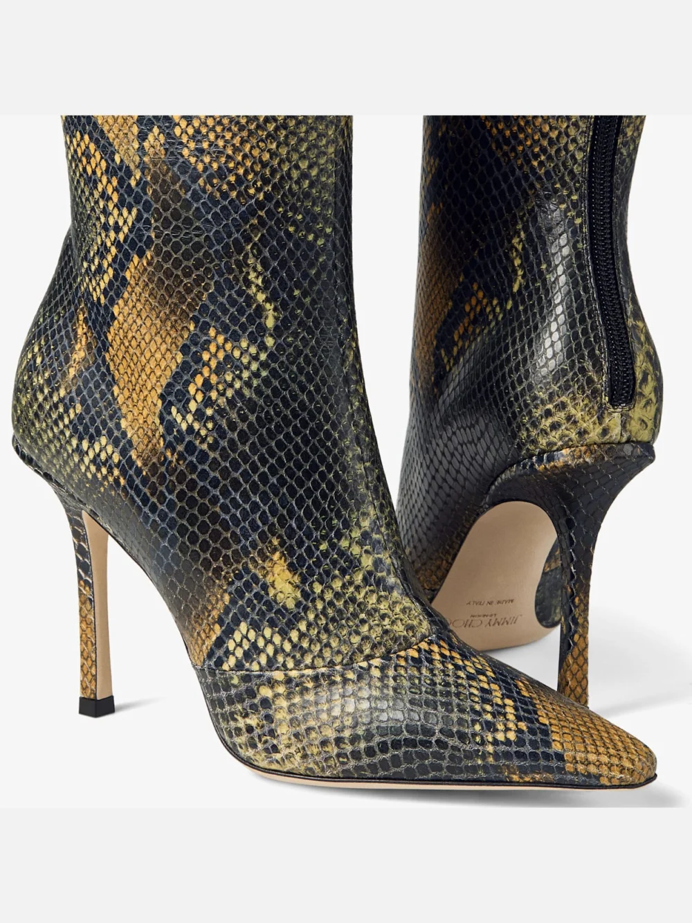 Back view of the Jimmy Choo Boot Python Printed Leather Knee High Boot