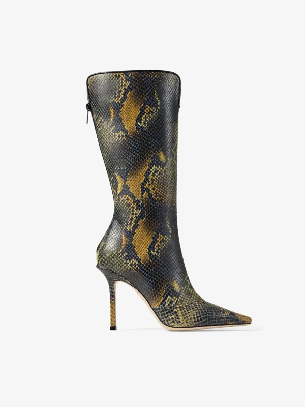 Jimmy Choo Boot Python Printed Leather Knee High Boot