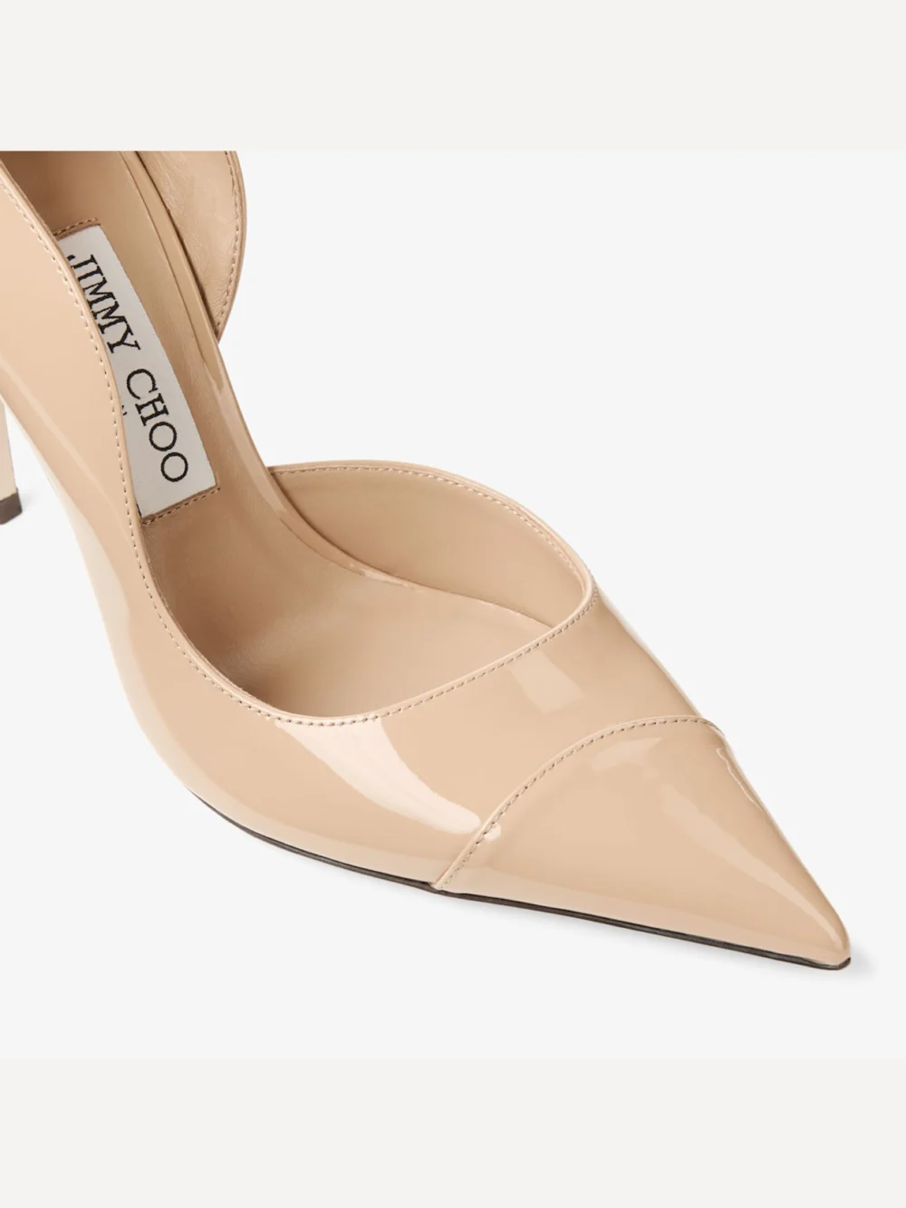 Back view of the Jimmy Choo Brigitte 100 Chai Patent Leather Pumps