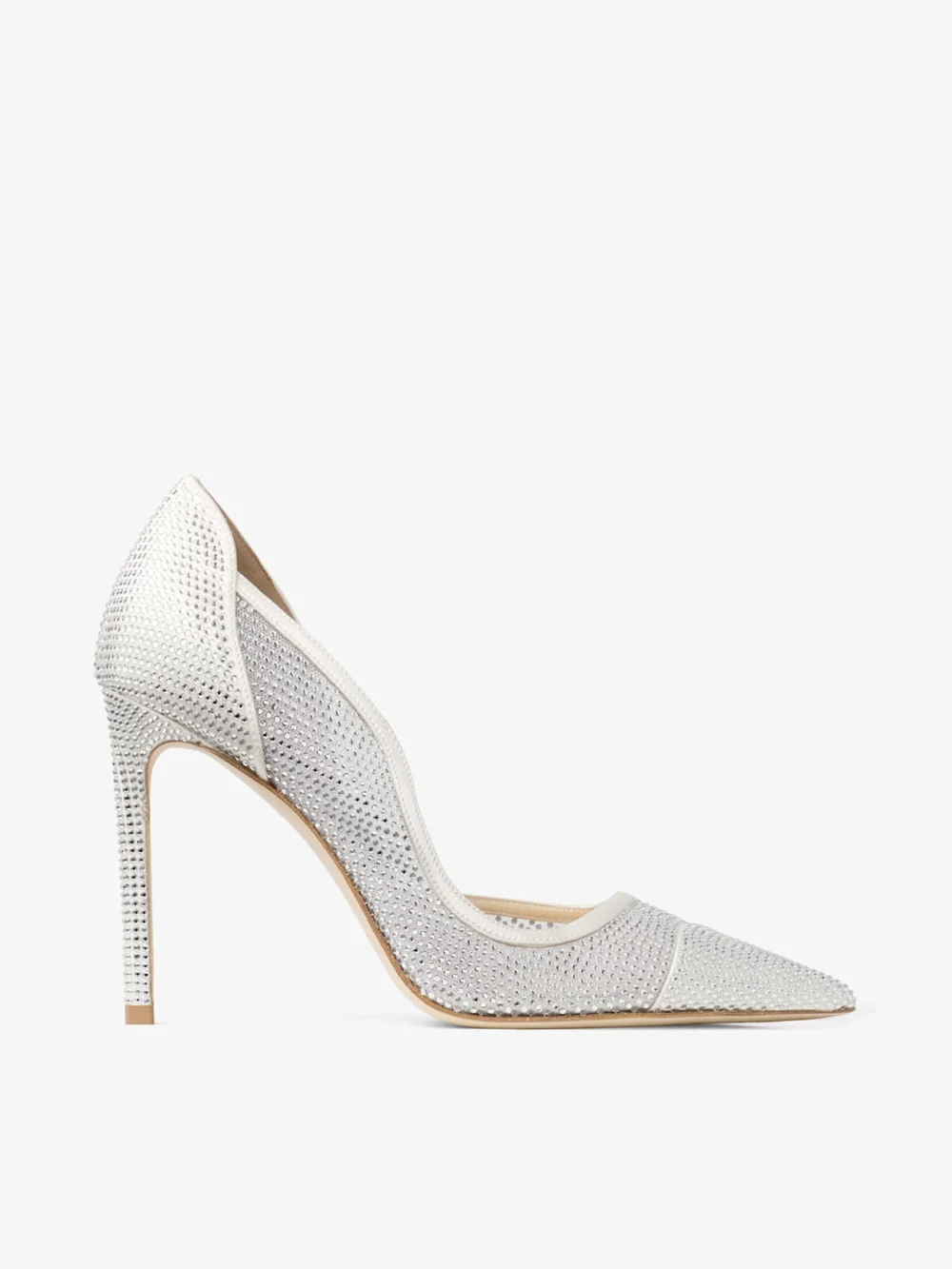 Jimmy Choo Brigitte 100 Ivory Mesh Pumps with Crystal Embellishment in neutral