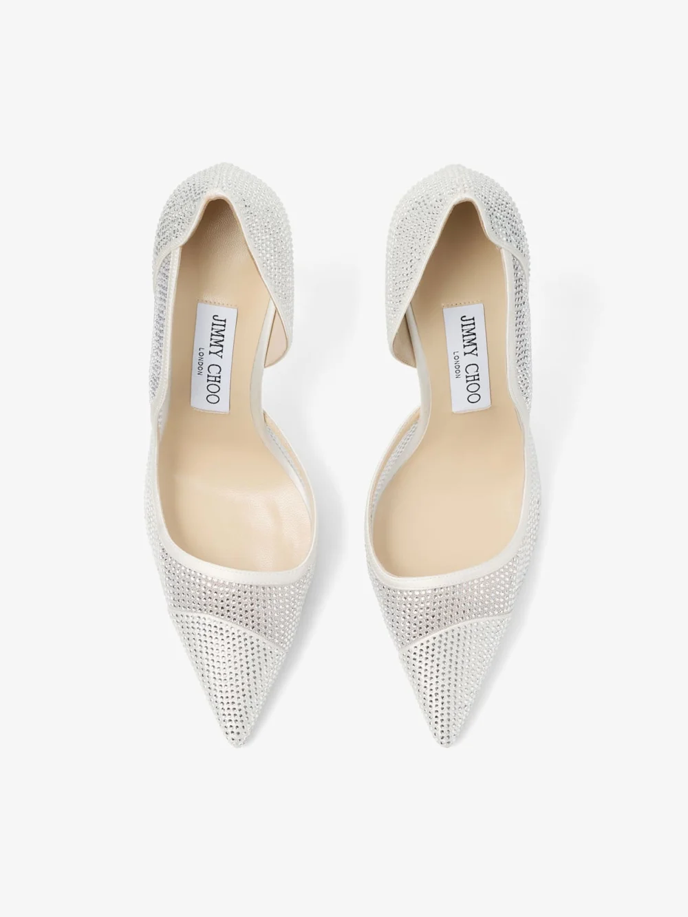 Jimmy Choo Brigitte 100 Ivory Mesh Pumps with Crystal Embellishment, another view