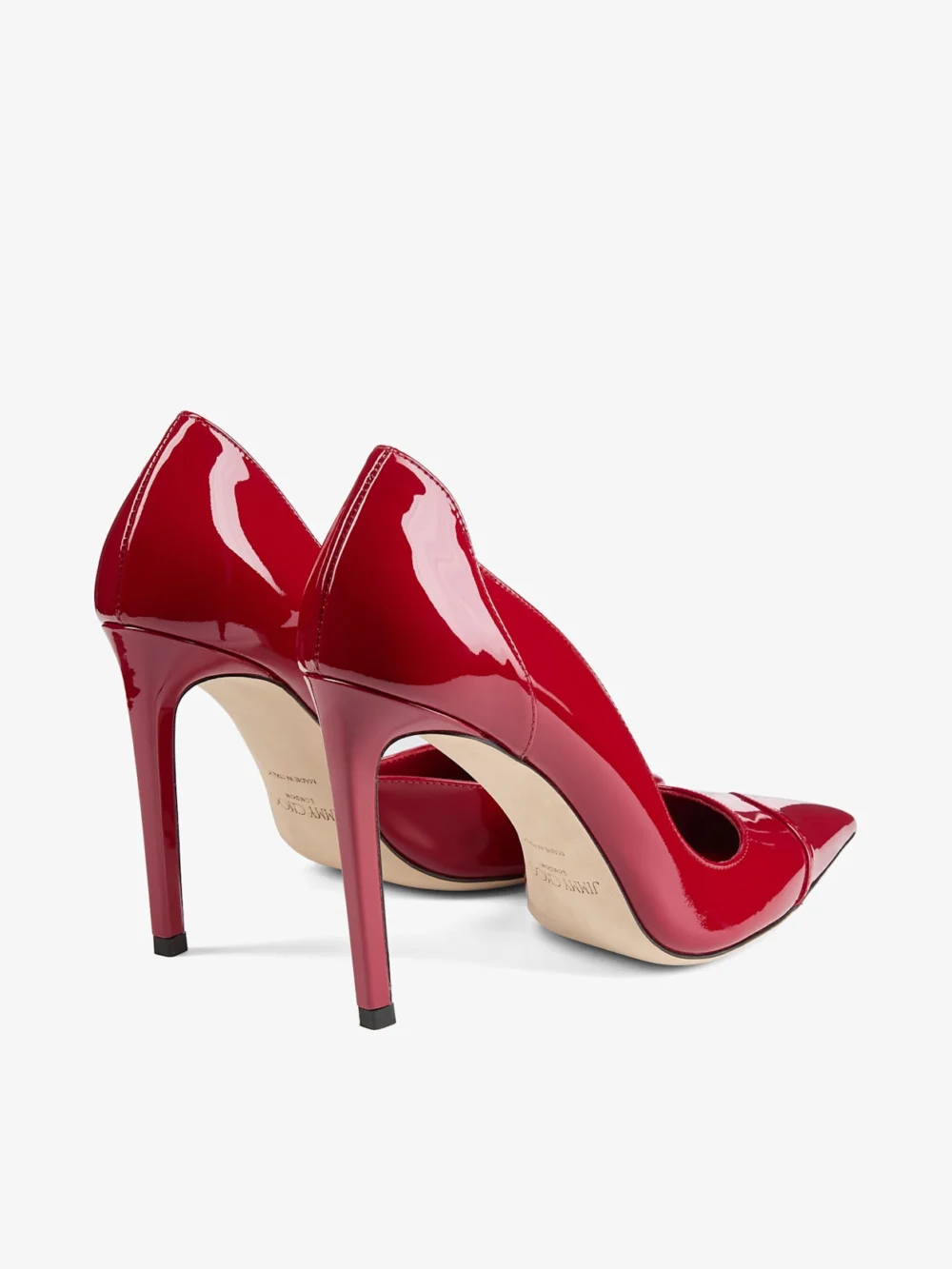 Jimmy Choo Brigitte 100 Ruby Red Patent Leather Pumps, another view