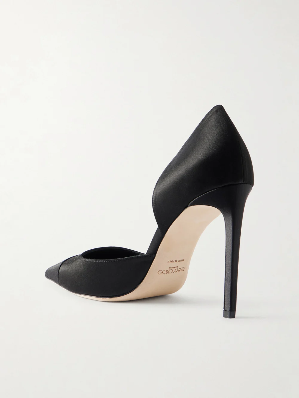 Back view of the Jimmy Choo Brigitte 100 Satin Pumps