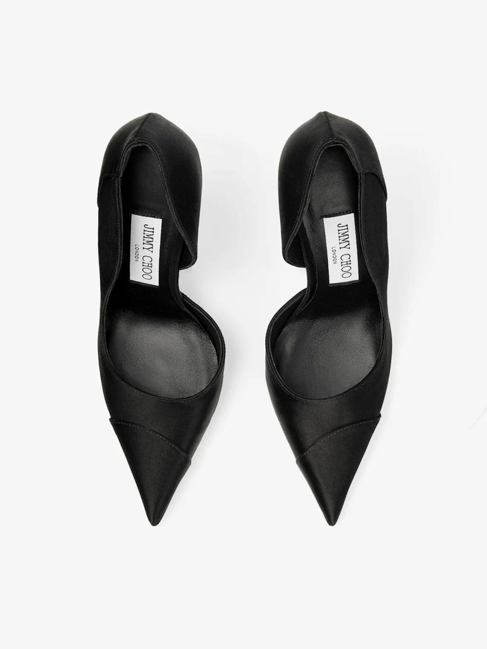 Back view of the Jimmy Choo Brigitte 120 Black Satin Pumps