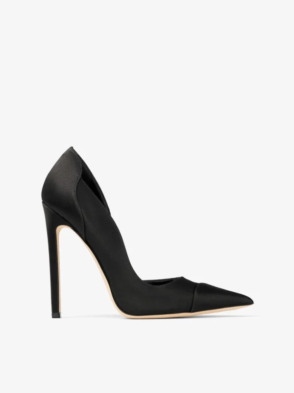 Jimmy Choo Brigitte 120 Black Satin Pumps
