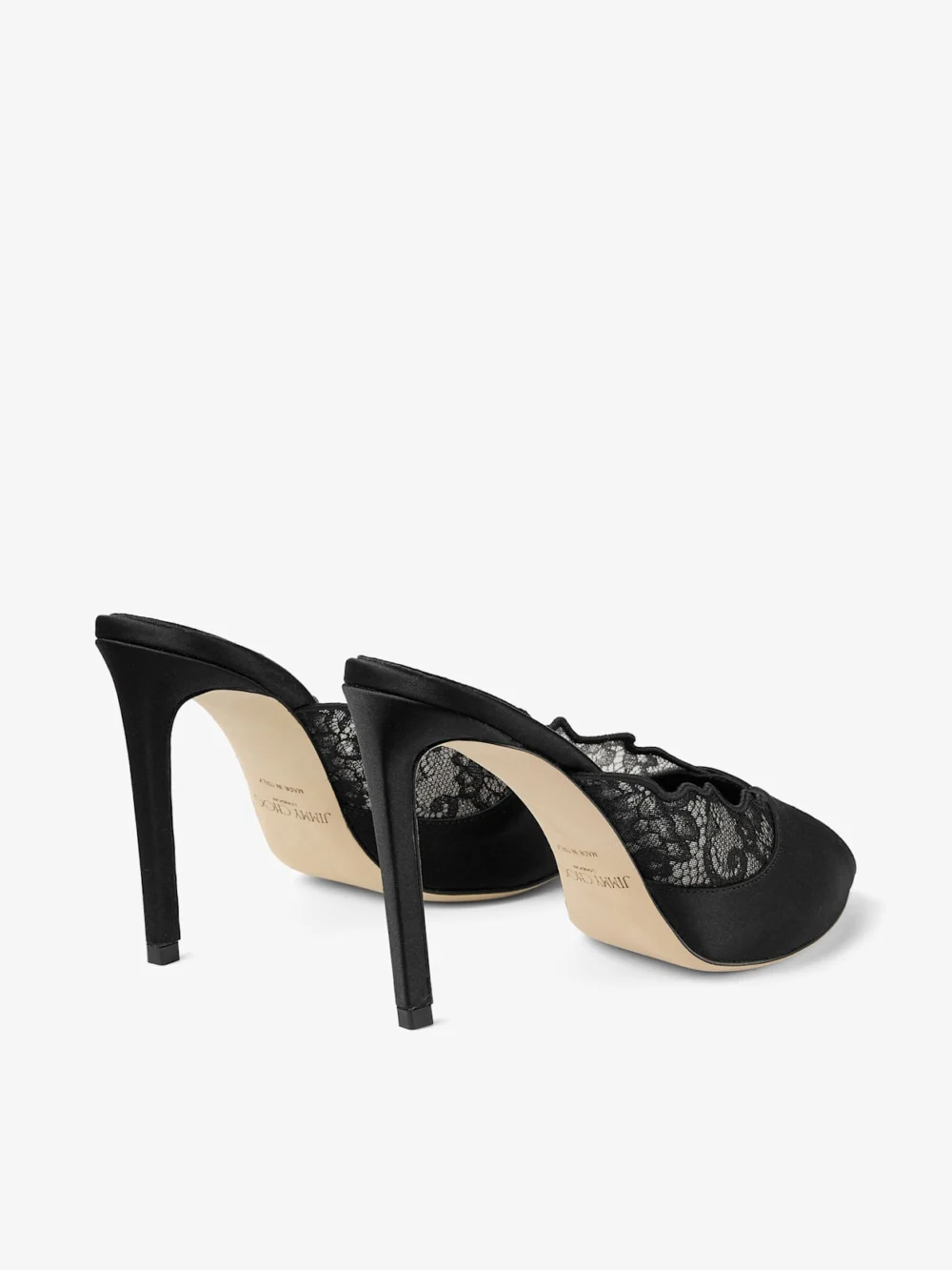 Jimmy Choo Brigitte Mule 100 Black Jimmy Choo Lace and Satin Mules, another view