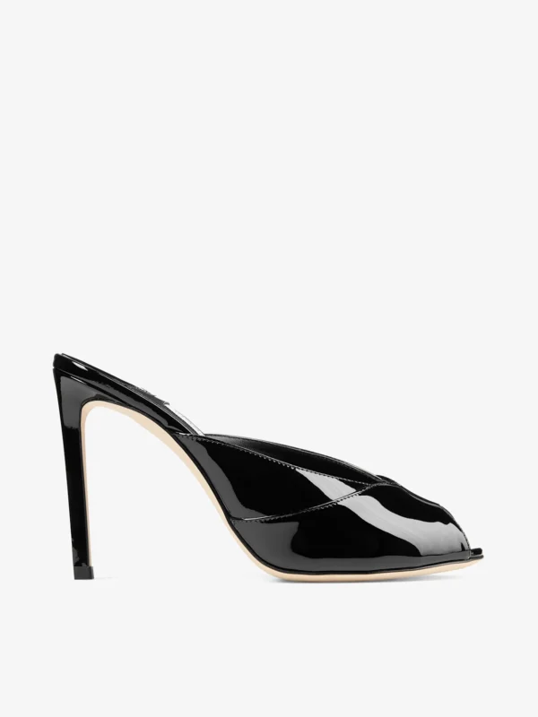 Jimmy Choo Brigitte Mule 100 Black Patent Leather Mules