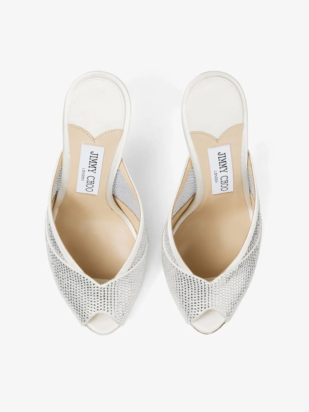 Jimmy Choo Brigitte Mule 100 Ivory Mesh Mules with Crystal Embellishment, another view