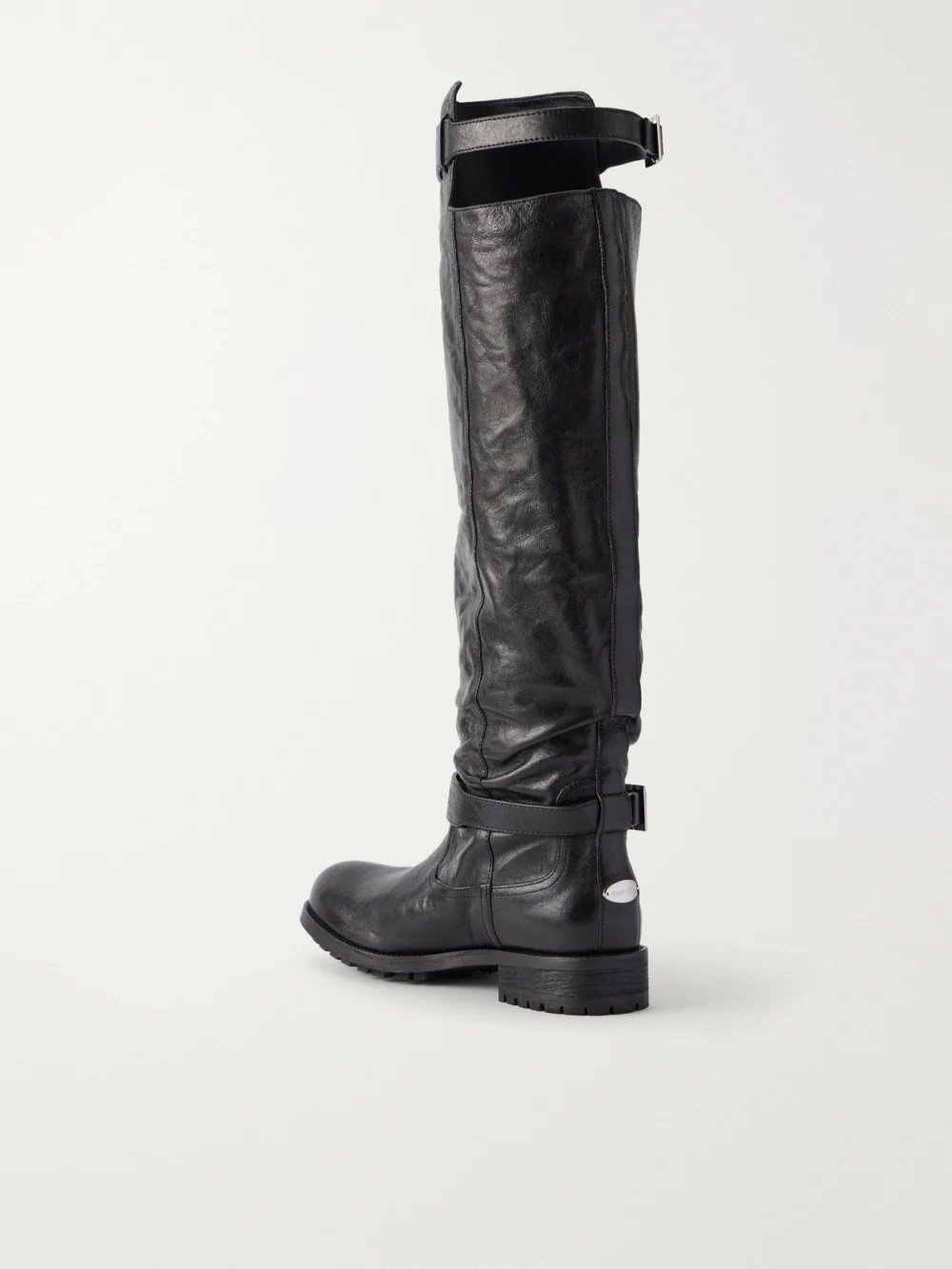 Back view of the Jimmy Choo Buckle-detailed Leather Knee Boots