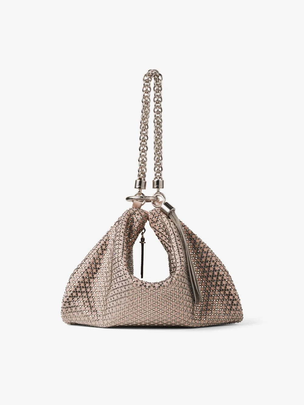 Jimmy Choo Callie Ballet Pink Suede Clutch Bag with Diamond Motif and Crystal Hotfix in ballet pink