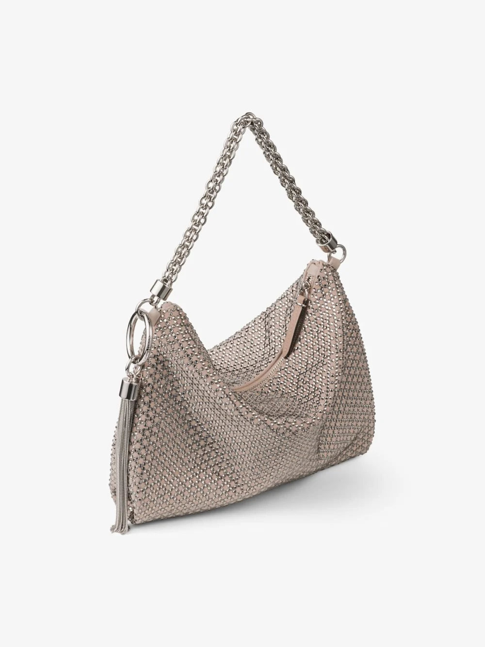 Jimmy Choo Callie Ballet Pink Suede Clutch Bag with Diamond Motif and Crystal Hotfix, another view