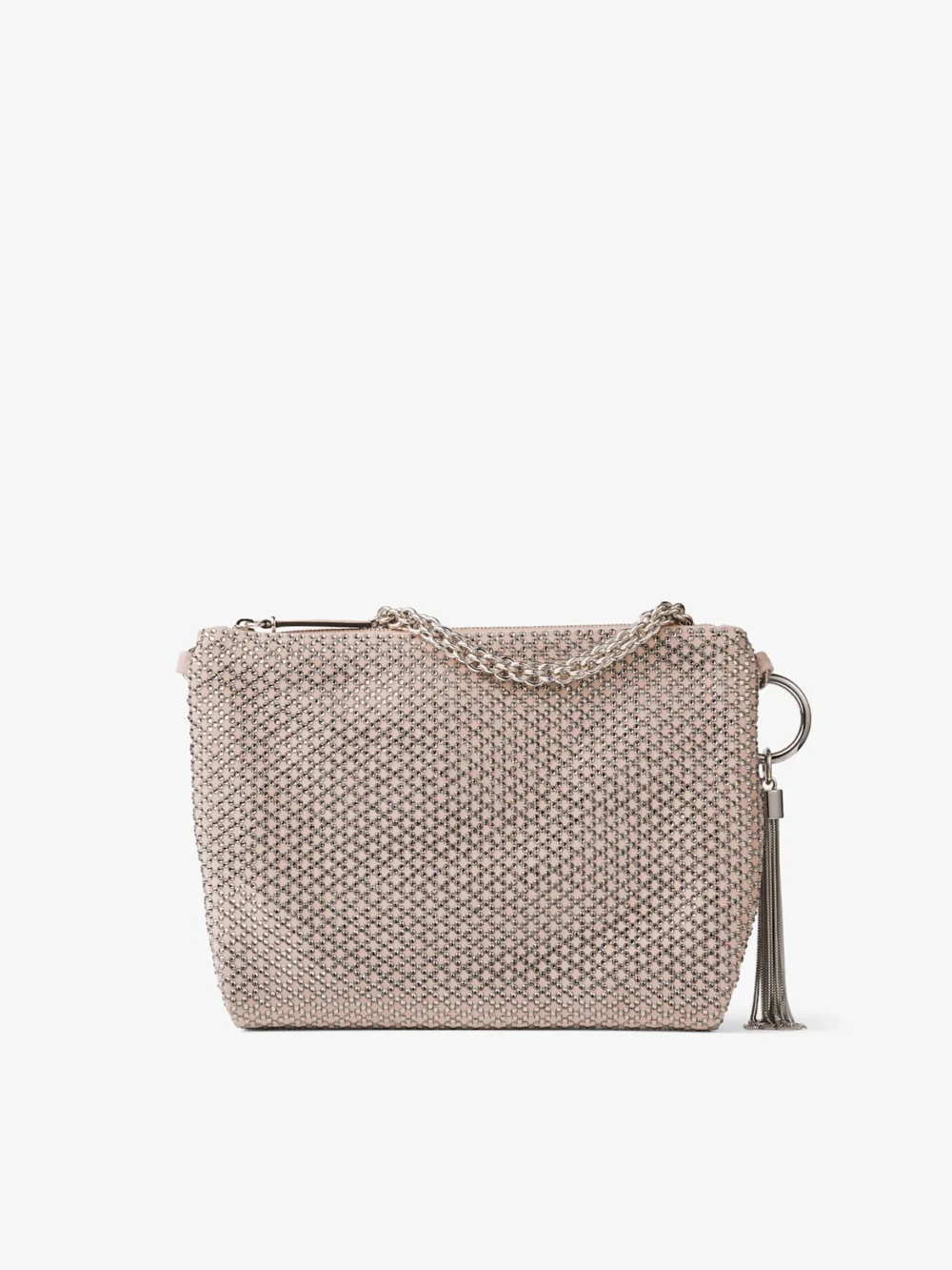 Jimmy Choo Callie Ballet Pink Suede Clutch Bag with Diamond Motif and Crystal Hotfix, another view