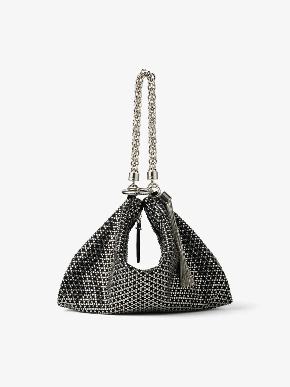 Jimmy Choo Callie Black Diamond Motif Crystal Hotfix on Suede Clutch Bag in black