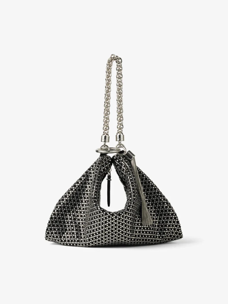 Jimmy Choo Callie Black Diamond Motif Crystal Hotfix on Suede Clutch Bag
