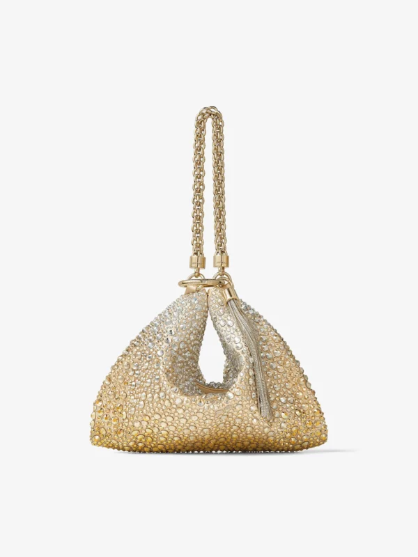 Jimmy Choo Callie Gold Satin Bag with Dégradé Crystals