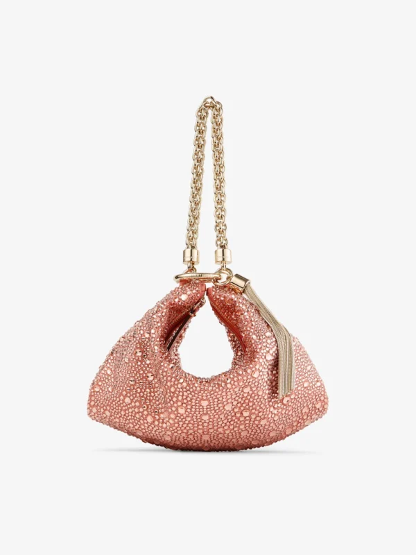 Jimmy Choo Callie Grapefruit Satin Clutch Bag with Degradé Crystals