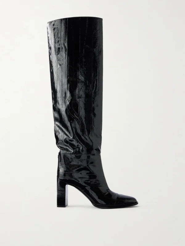 Jimmy Choo Caly 85 Textured-leather Knee Boots