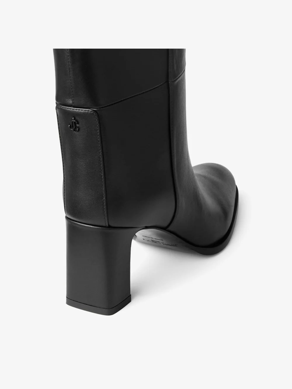 Back view of the Jimmy Choo Caly Knee Boot 65 Black Smooth Leather Knee High Boots
