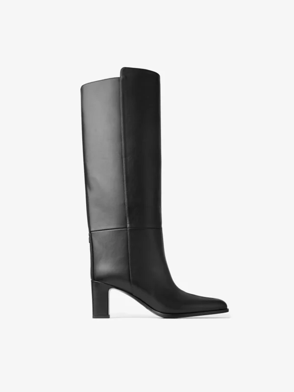 Jimmy Choo Caly Knee Boot 65 Black Smooth Leather Knee High Boots