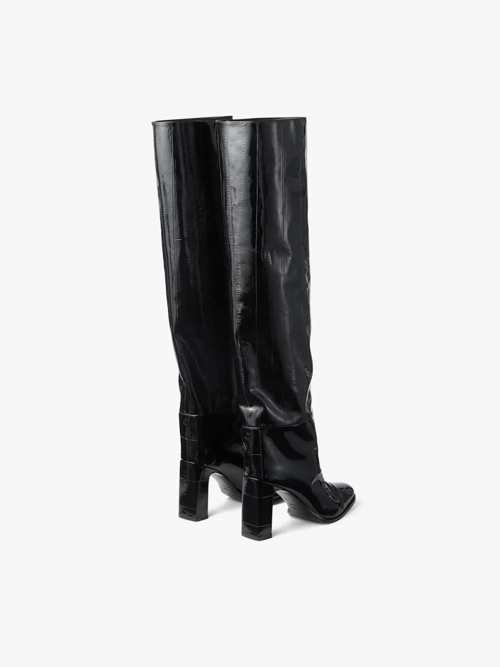 Jimmy Choo Caly Over the Knee 85 Black Shiny Eel Embossed Leather Knee High Boots, another view