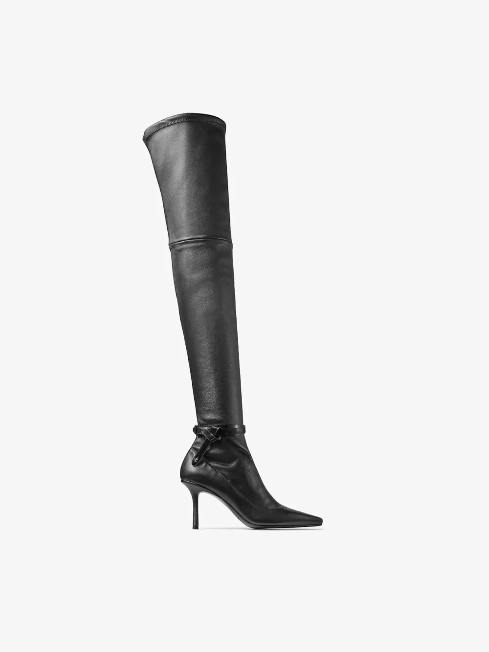 Jimmy Choo Camie Over the Knee Boot Black Stretch Nappa and Spazzolato Leather Boot in black