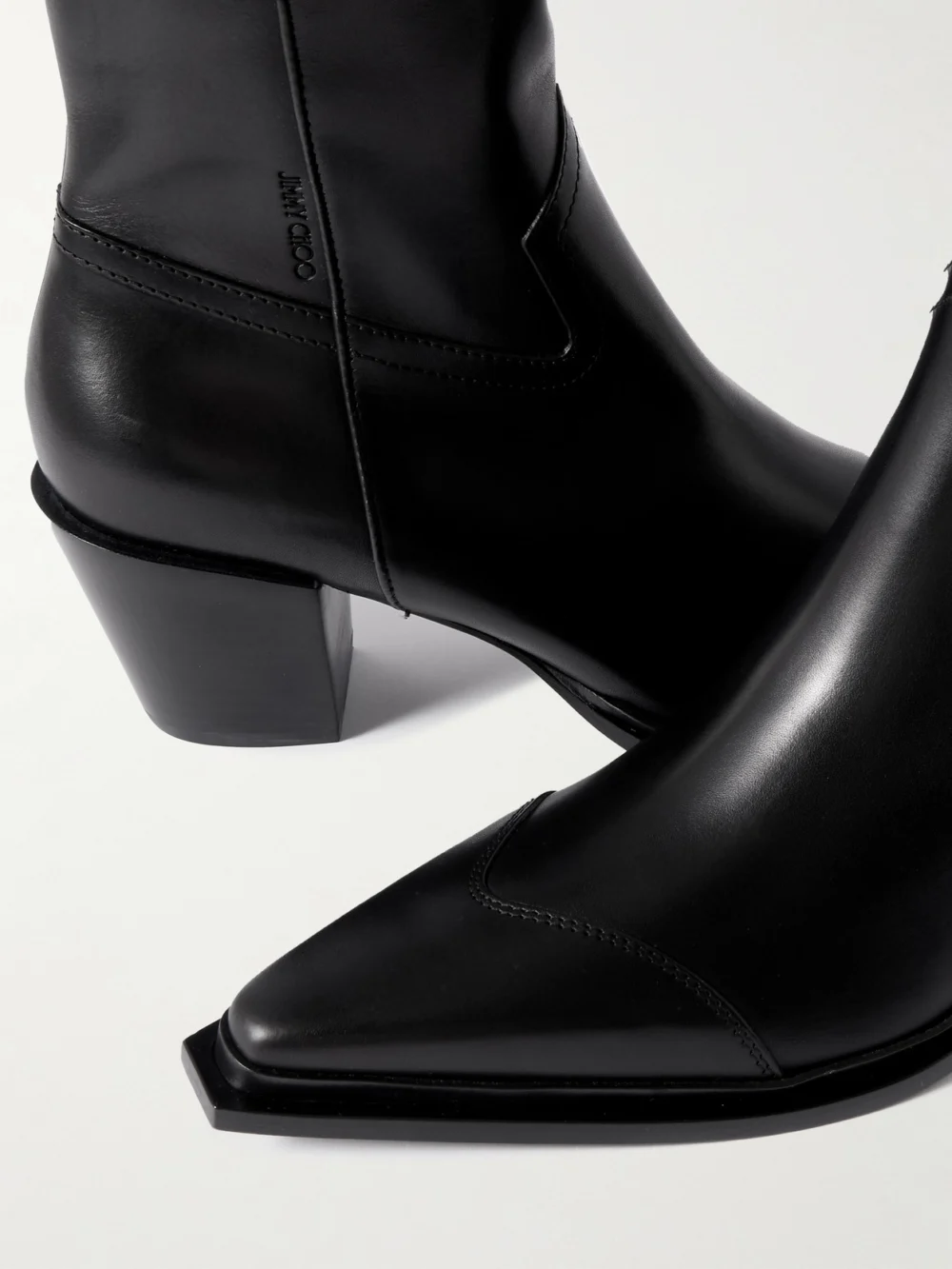 Close-up detail of the Jimmy Choo Cece 60 Leather Ankle Boots