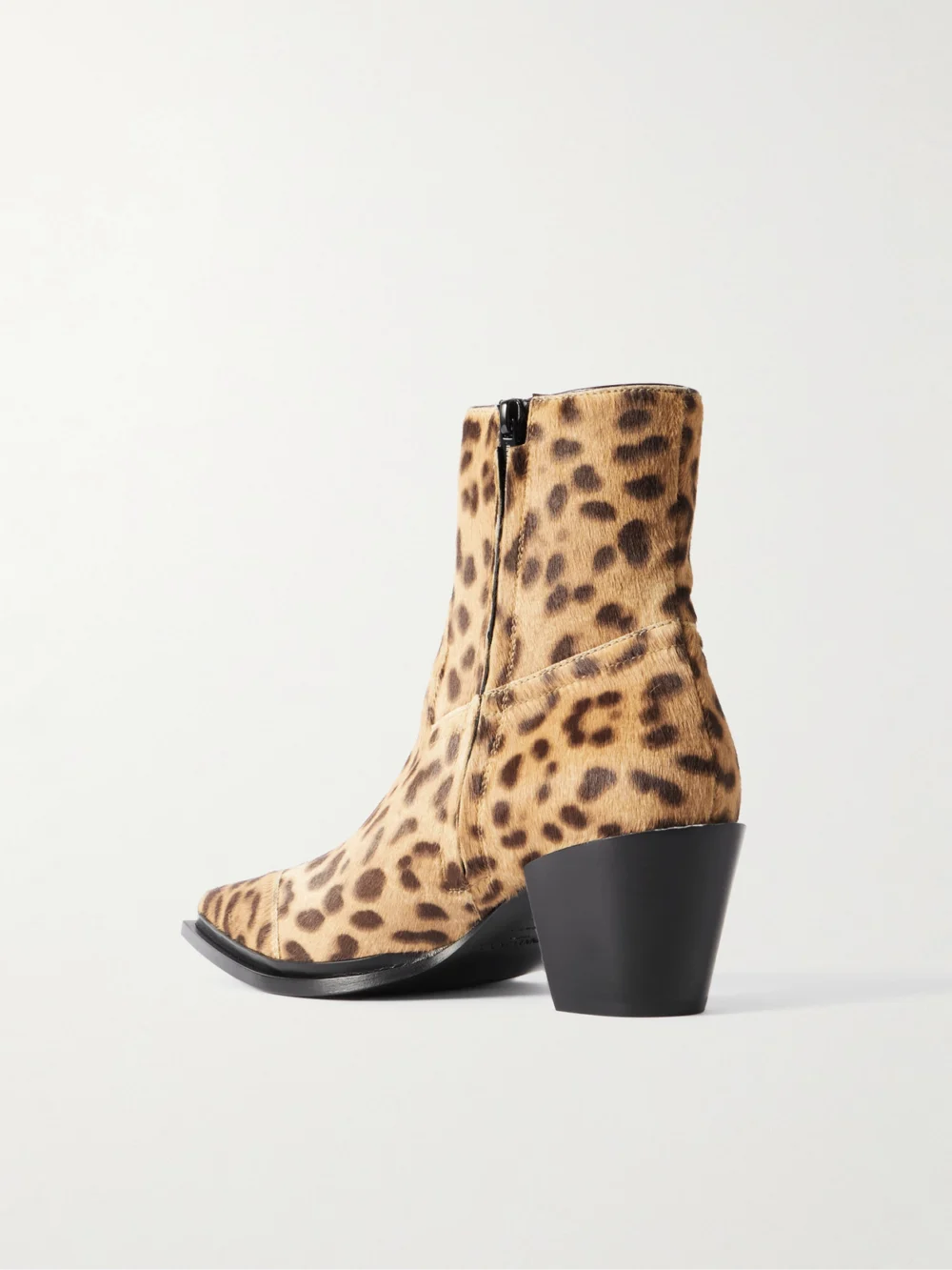 Back view of the Jimmy Choo Cece 60 Leopard-print Pony Hair Ankle Boots