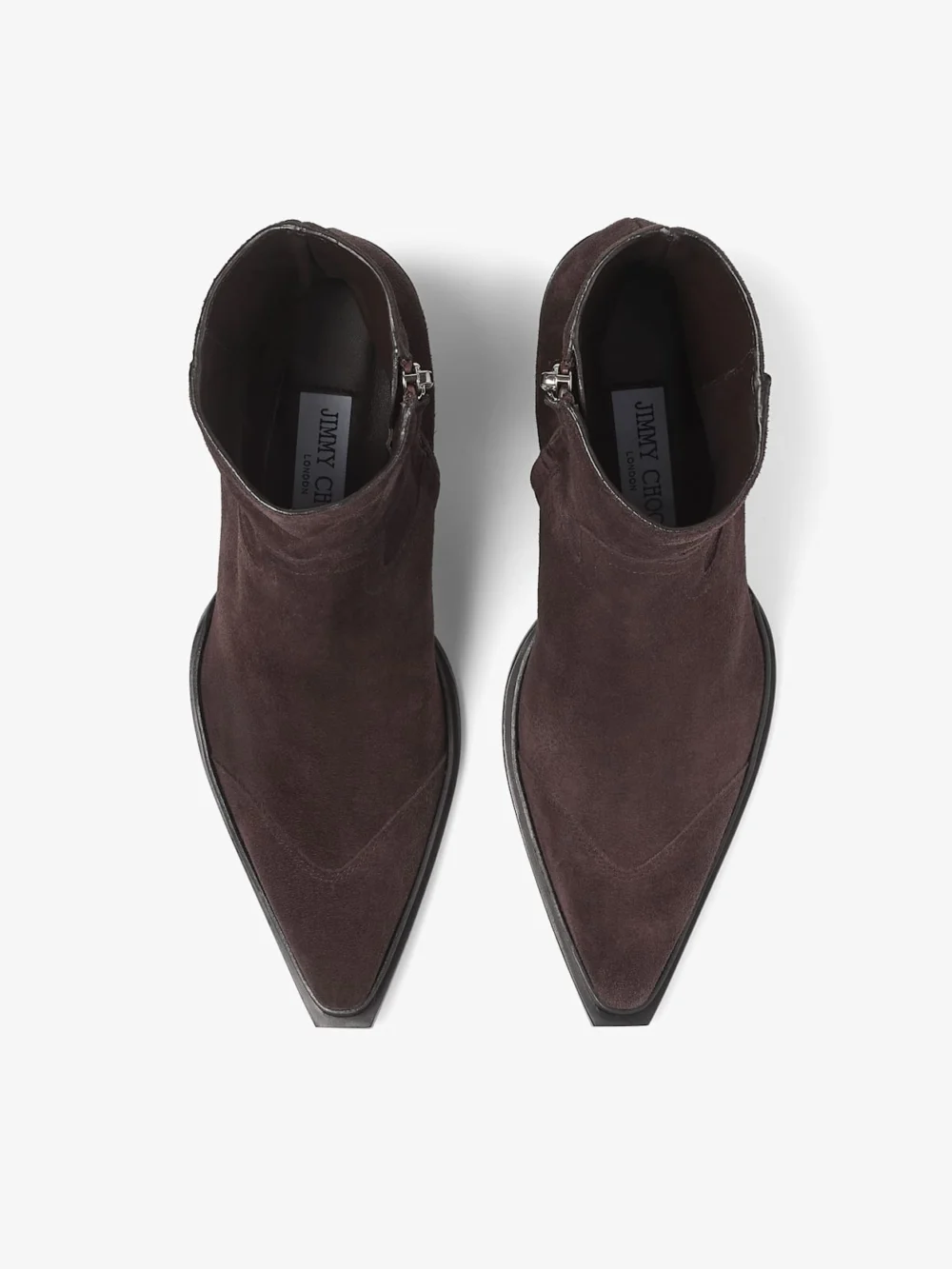 Back view of the Jimmy Choo Cece Ankle Boot 60 Coffee Suede Ankle Boots