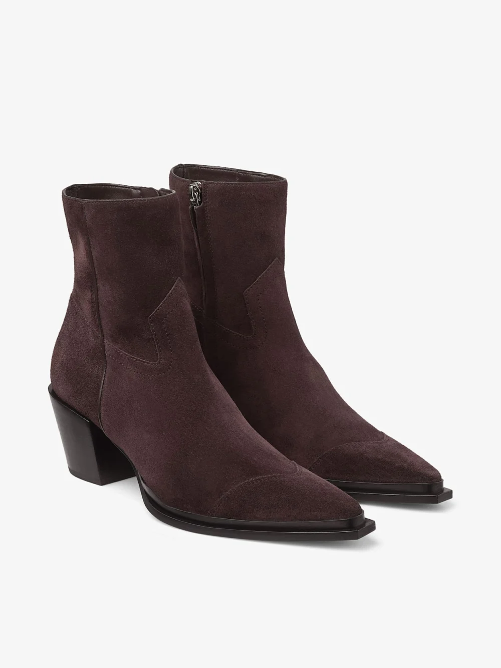 Side view of the Jimmy Choo Cece Ankle Boot 60 Coffee Suede Ankle Boots