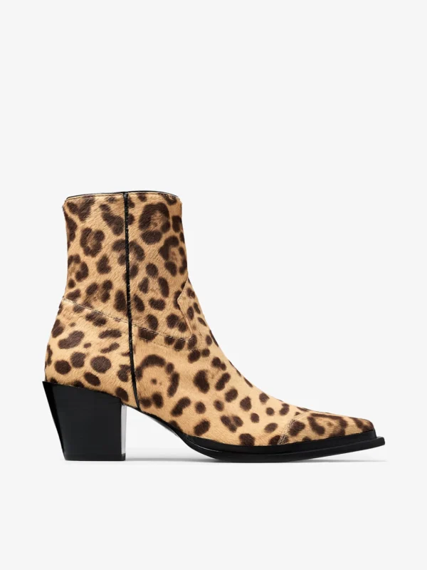 Jimmy Choo Cece Ankle Boot 60 Natural Leopard Print Pony Ankle Boots