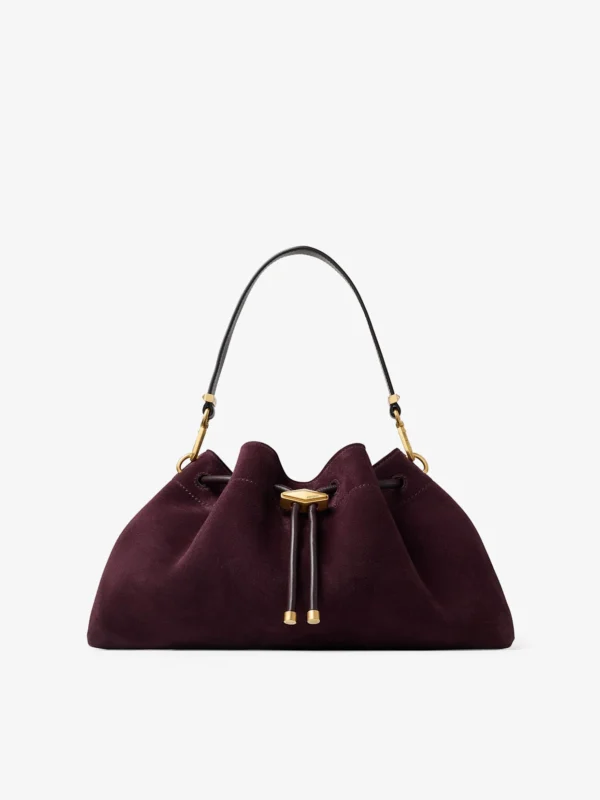 Jimmy Choo Cinch Medium Deep Merlot Suede Shoulder Bag