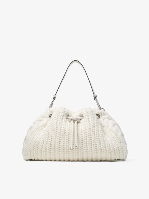 Jimmy Choo Cinch Medium Latte Knitted Wool Shoulder Bag